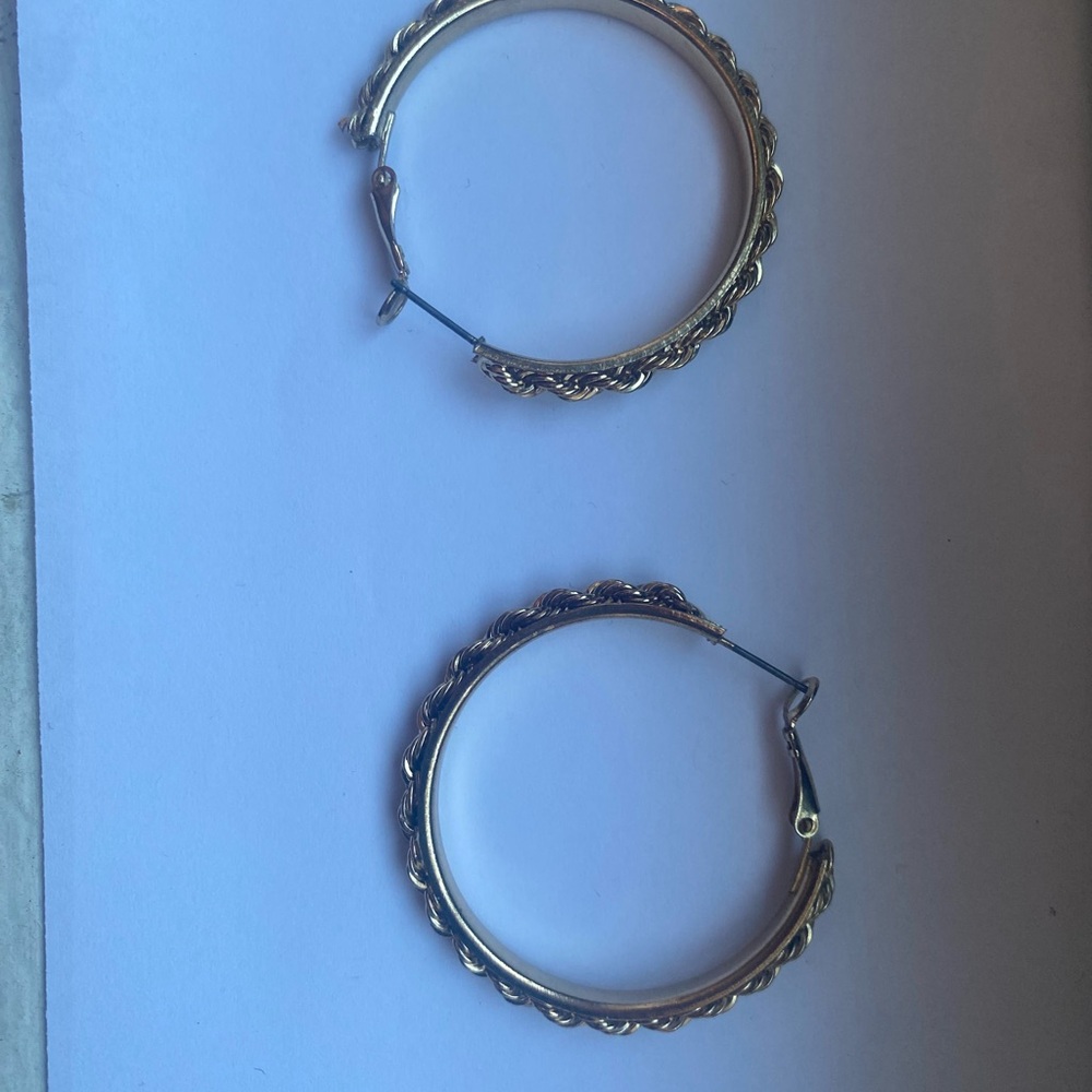 Gold Filled Textured Hoop Earrings with Intricate Design